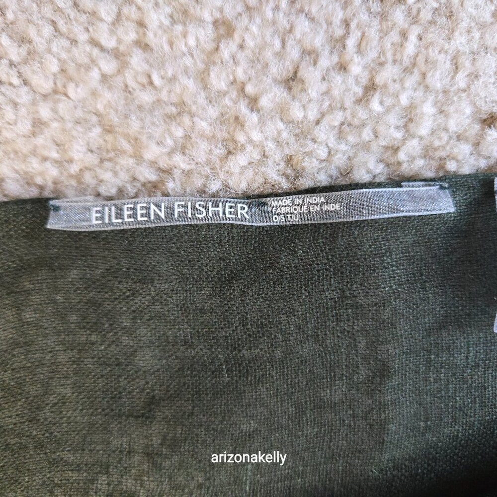 Eileen Fisher Linen Scarf Olive Green - Picture 2 of 10